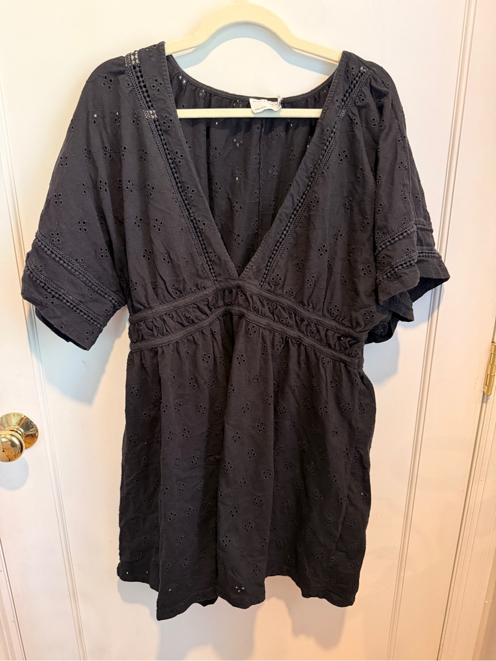 ASOS Black Eyelet V-Neck Mini Dress